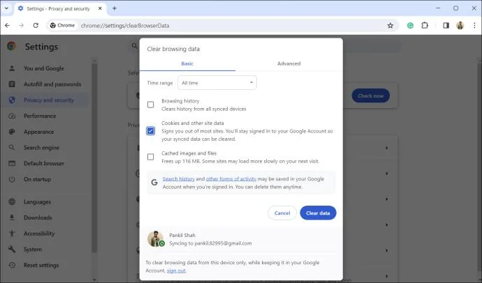 Как да изчистите бисквитките в Google Chrome