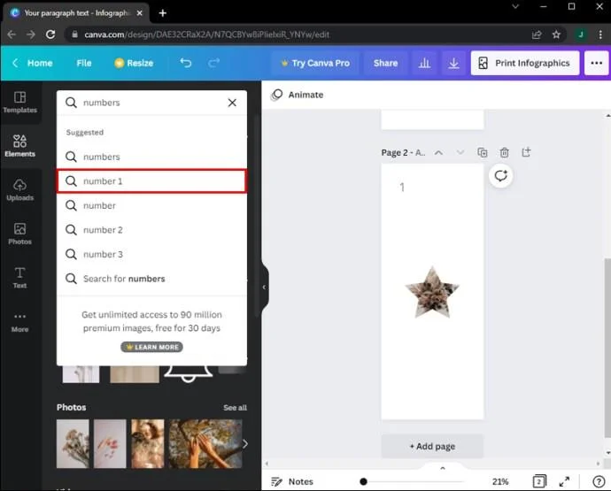Как да добавите номера на страници в Canva