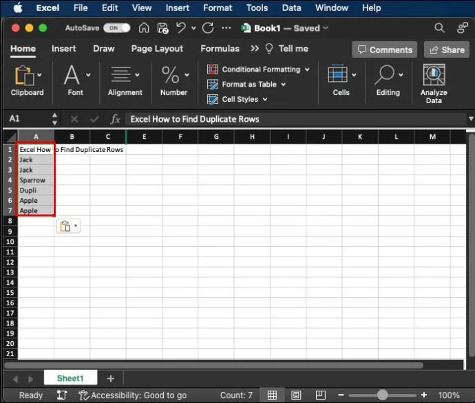 Как да намерите дублиращи се редове в Excel