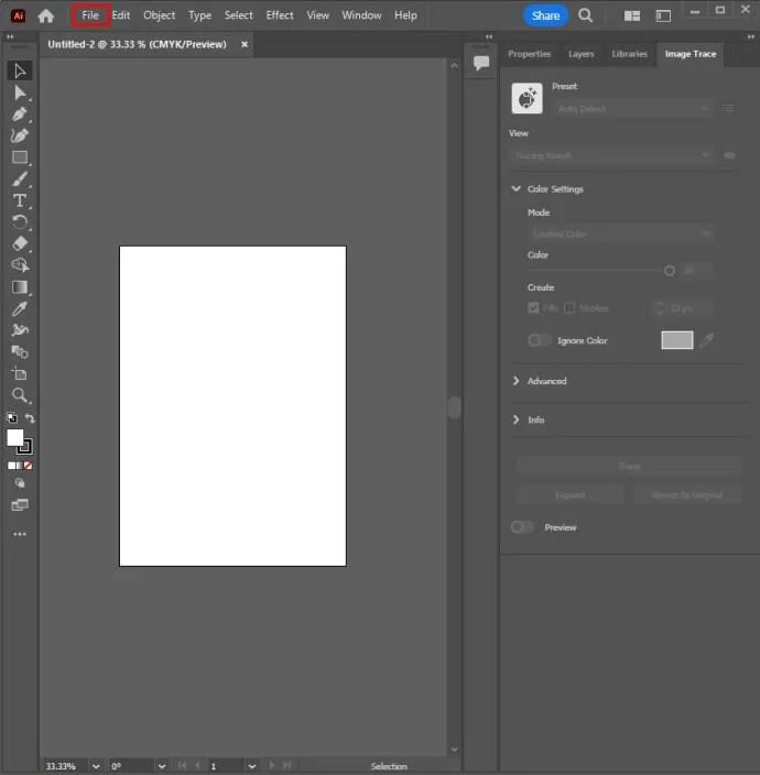 Как да трасирате изображение в Illustrator