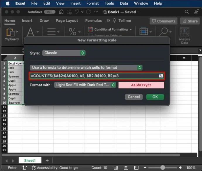 Как да намерите дублиращи се редове в Excel