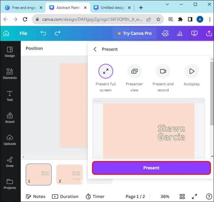 Как да направите текст да се показва при щракване в Canva