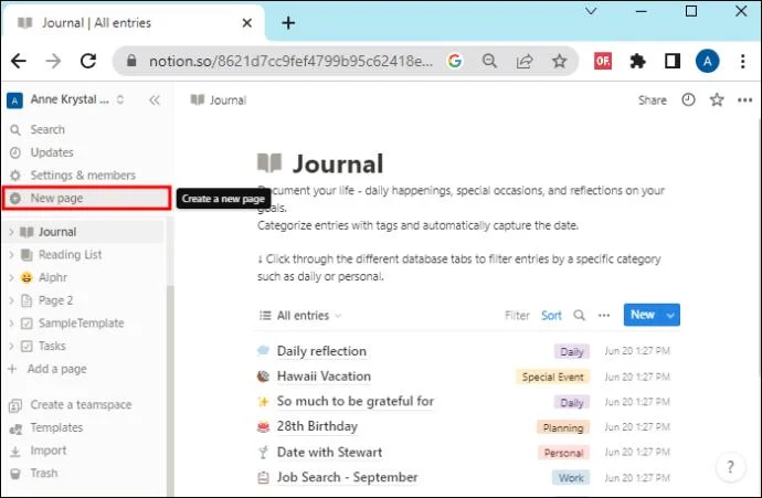 Как да направите страница шаблон в Notion