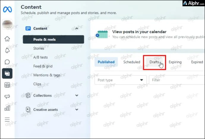 Kā atrast Facebook melnrakstus