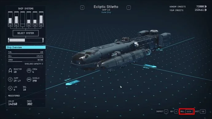 Как да продадете кораб в Starfield