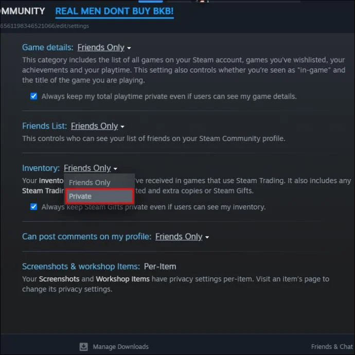 Как да направите профил частен в Steam