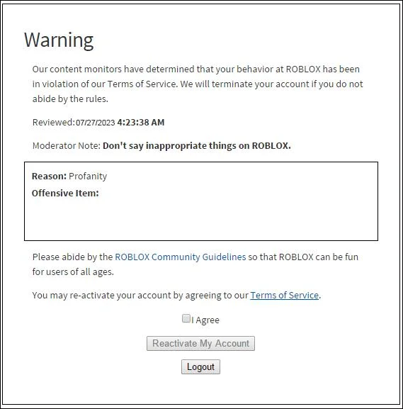 Как да видите забранени акаунти в Roblox