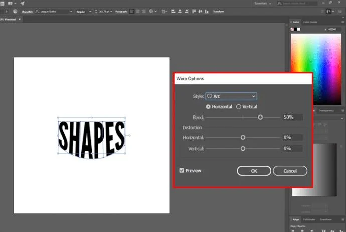 Как да направите текст във форма в Illustrator