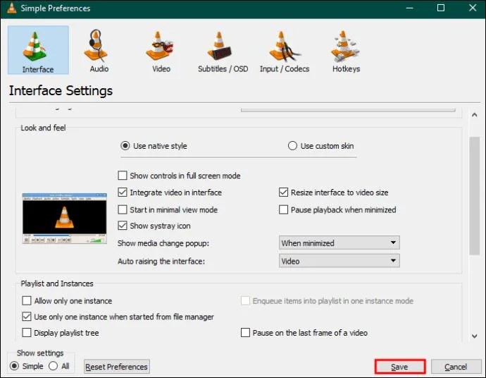 Как да скриете контролите във VLC