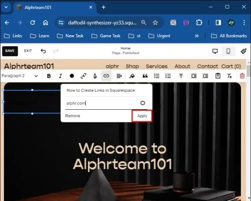 Как да добавите връзка в Squarespace