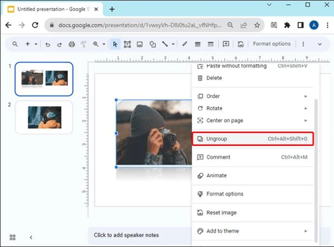 Как да промените формата на изображение в Google Презентации