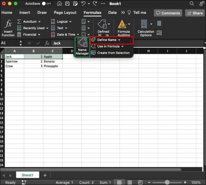 Как да изтриете именуван диапазон в Excel