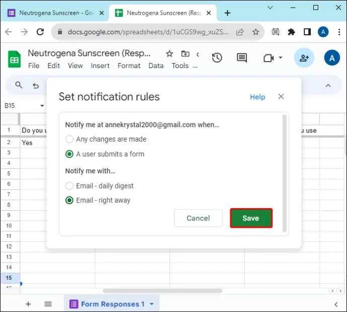 Как да получите известие, когато формуляр е изпратен в Google Forms