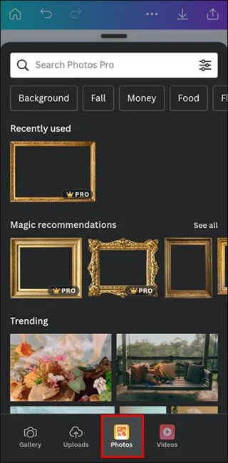 Как да добавите снимка към рамка в Canva