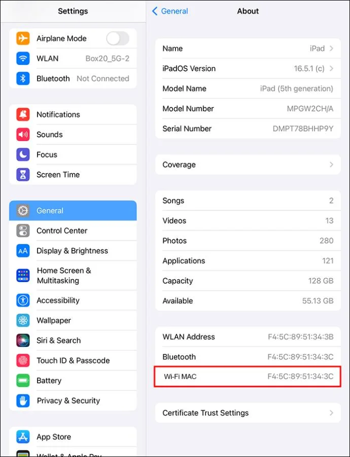 Как да намерите вашия MAC адрес на iPad