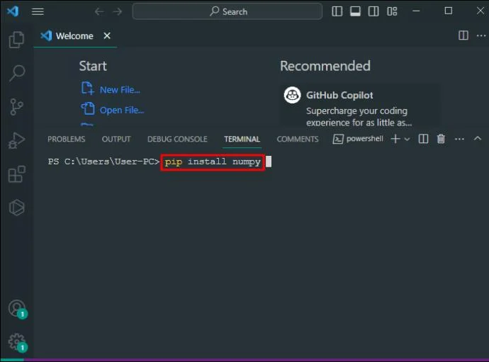 Как да инсталирате NumPy във VS Code