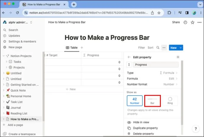 Πώς να φτιάξετε μια γραμμή προόδου In Notion