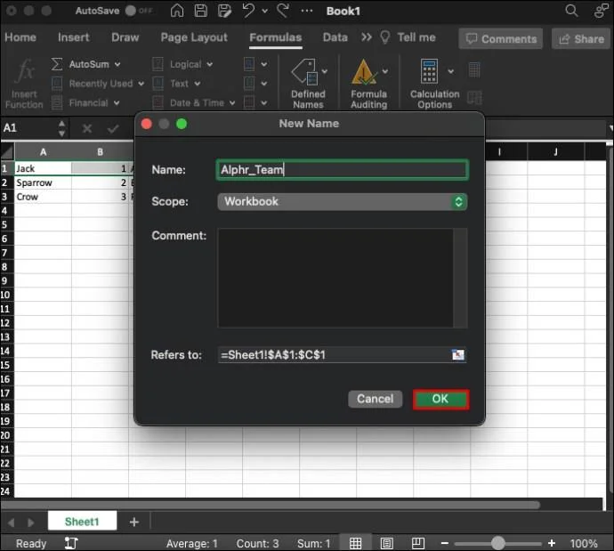 Как да изтриете именуван диапазон в Excel