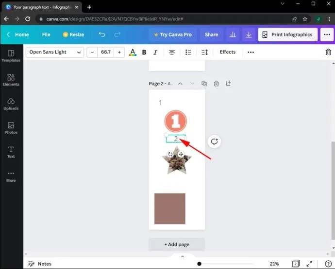 Как да добавите номера на страници в Canva