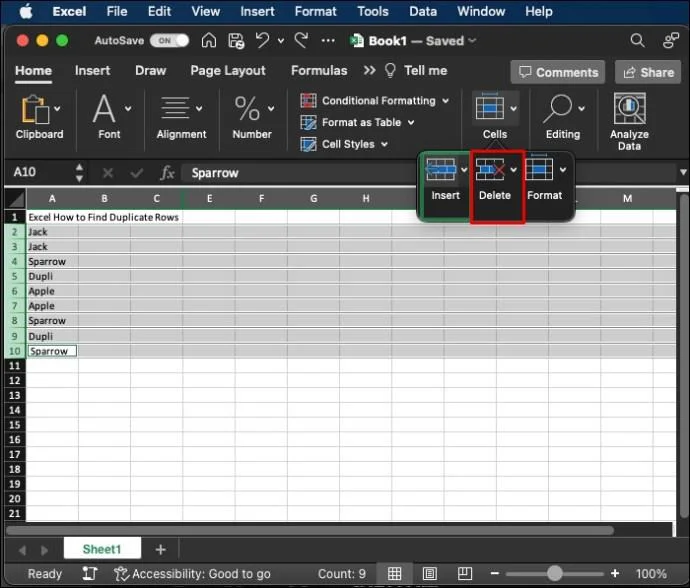 Как да намерите дублиращи се редове в Excel
