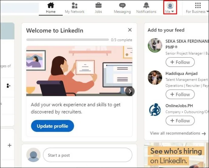 Как да добавите значка за наемане в LinkedIn