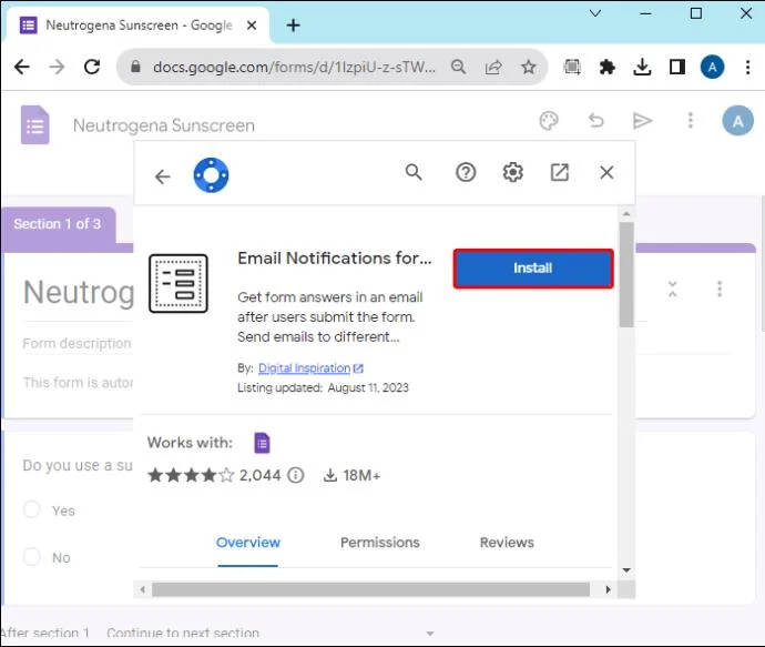 Как да получите известие, когато формуляр е изпратен в Google Forms