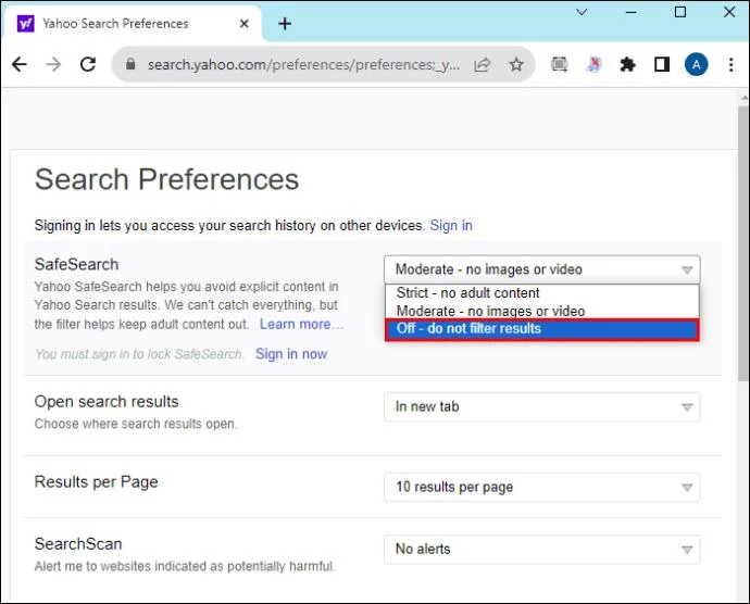 Как да изключите SafeSearch