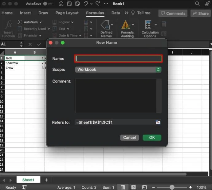 Как да изтриете именуван диапазон в Excel