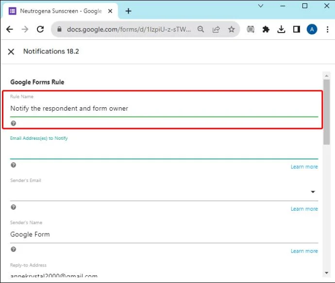 Как да получите известие, когато формуляр е изпратен в Google Forms
