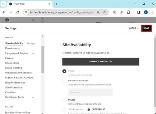 Как да промените името на уебсайт в Squarespace