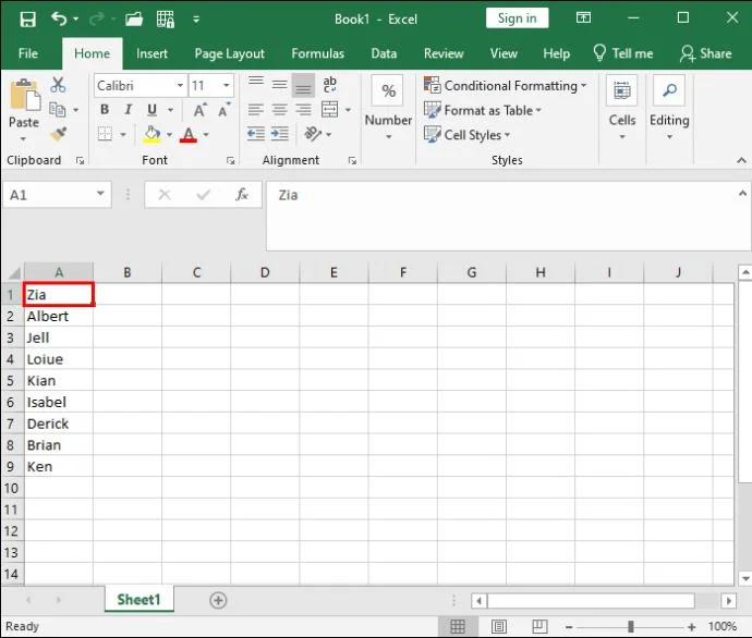 Как да подредите по азбучен ред в Excel