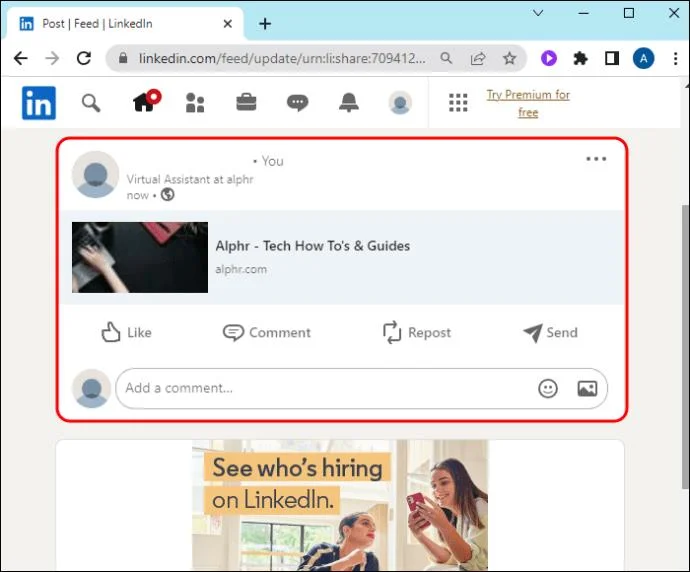 Как да добавите връзка към публикация в LinkedIn