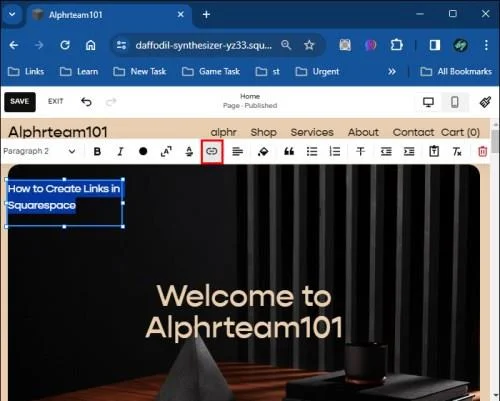 Как да добавите връзка в Squarespace