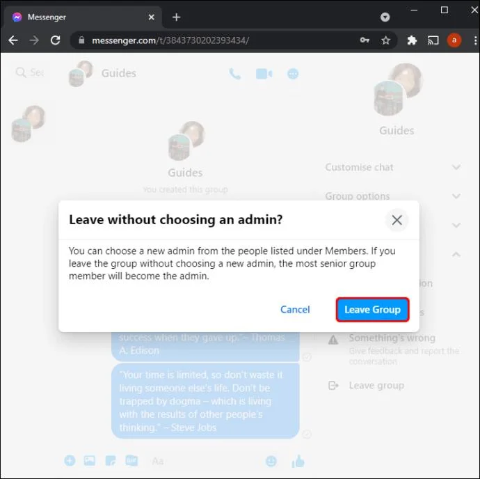 Как да напуснете група във Facebook Messenger