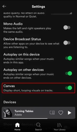 Как да включите или изключите Canvas в Spotify