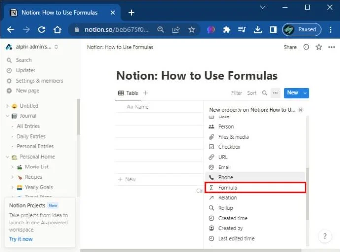 Как да използвате формули в Notion