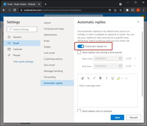 Как да зададете автоматичен отговор "Извън офиса" в Outlook