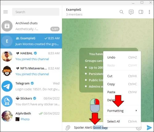 Как да използвате етикета спойлер в Telegram