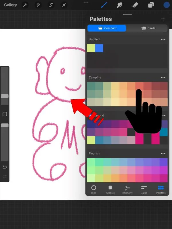 Kā lietot aizpildījuma krāsu Procreate