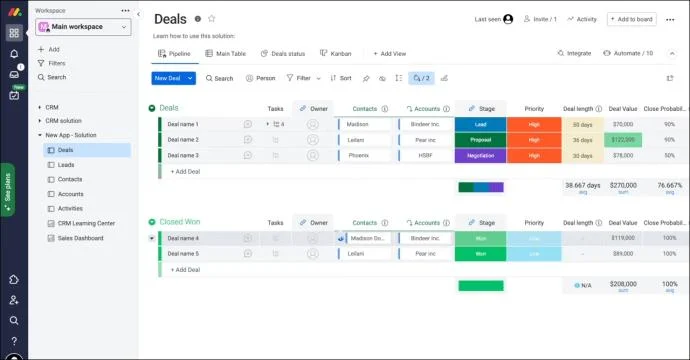 Понеделник CRM Vs. Pipedrive: Кое е по-добро?