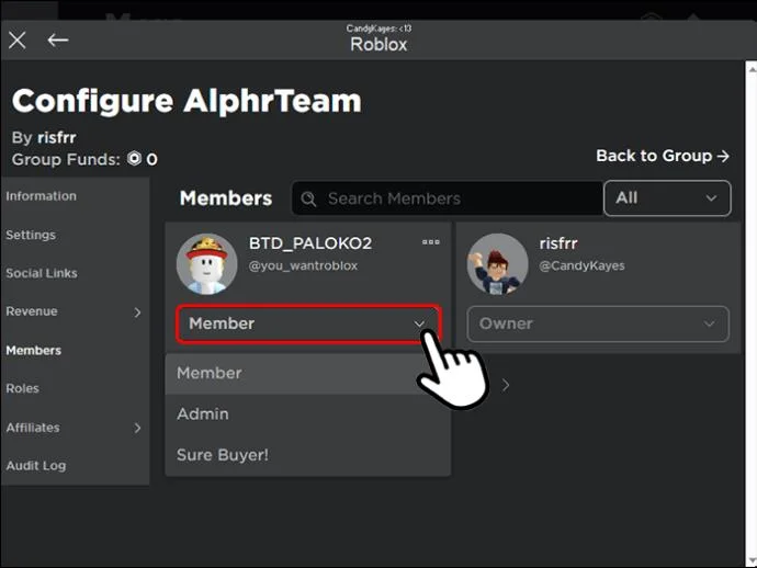 Как да промените име на група в Roblox