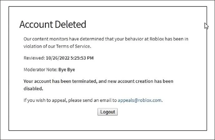 Как да видите забранени акаунти в Roblox