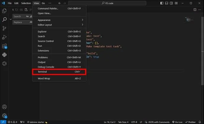 Как да стартирате код в терминал във VS Code
