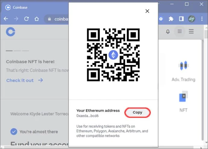 Как да намерите адреса на вашия портфейл в Coinbase