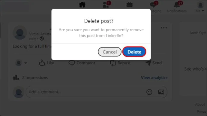 Πώς να διαγράψετε μια ανάρτηση από το LinkedIn