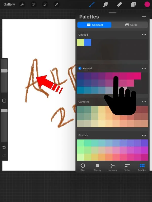 Kā lietot aizpildījuma krāsu Procreate