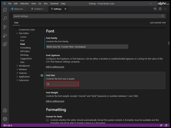 VS Code – Как да промените шрифта