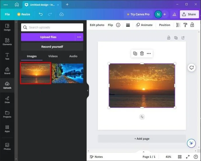 Как да добавите снимка към рамка в Canva