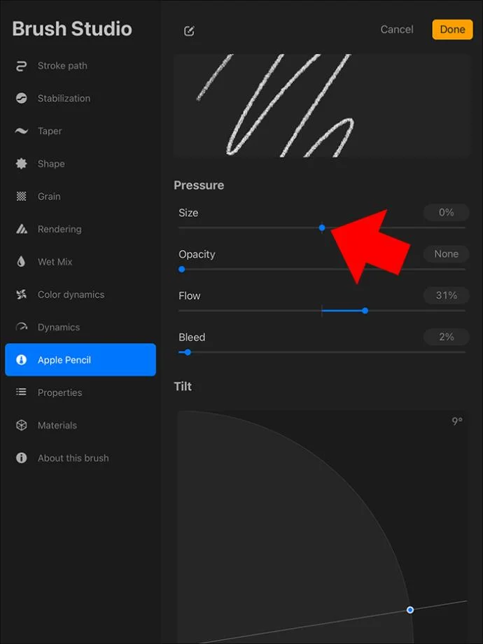Procreate: Πώς να απενεργοποιήσετε την ευαισθησία πίεσης