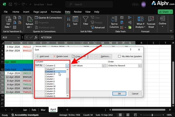 Как да сортирате в Excel